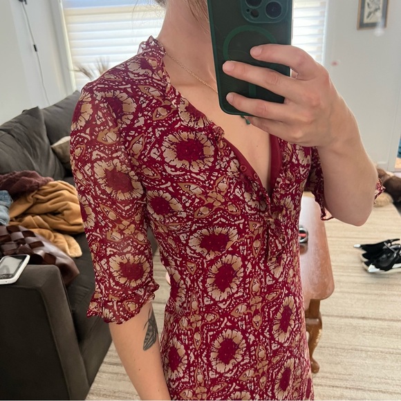 Vintage Dresses & Skirts - Vintage 90s y2k sheer v neck midi dress